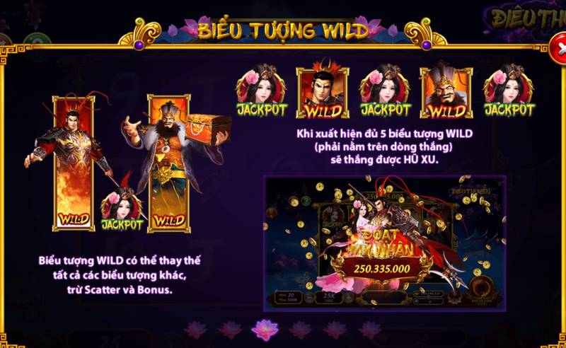 Điêu Thuyền: Slot Game Lấy Cảm Hứng Từ Truyền Thuyết Đông Phương 3 wild dieu thuyen